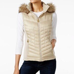 Michael Kors Women’s Faux Fur Hooded Puffer Vest Size Small